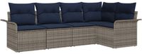 vidaXL Tuinbank - Set - 5 - st - Grijs - poly - rattan