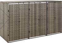vidaXL Abri de jardin triple 207x80x117 cm poly rotin gris