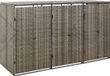 vidaXL Abri de jardin triple 207x80x117 cm poly rotin gris