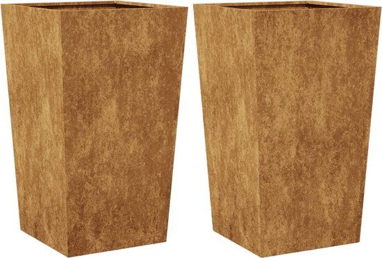 vidaXL Plantenbakken 2 st 45x45x75 cm weervast staal - groen