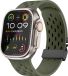 Strap-it Breathable silicone sport band with parachute clasp - Army green - Suitable for Apple Watch 44/45/46/49mm