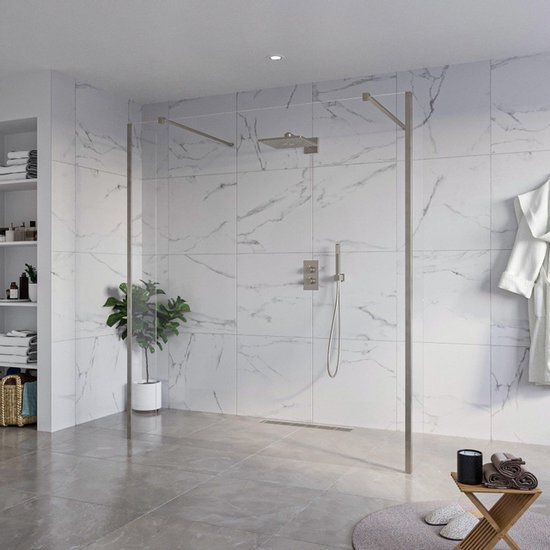 Fortifura Galeria Vrijstaande Inloopdouche - 180x200cm - Helder - Gunmetal geborsteld PVD