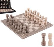Jeu d'échecs en marbre, 30 cm, modèles Oceanic et Verona, comprenant 32 pièces et 2 reines