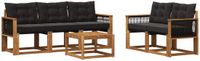 vidaXL - Acacia Hout Loungeset - Naturel en Zwart