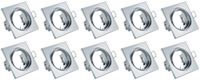 BES LED Spot Armatuur 10 Pack - Trion - GU10 Fitting - Inbouw Vierkant - Glans Chroom Aluminium - Kantelbaar 80mm