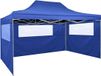 vidaXL Tente de réception avec 3 parois pliable 3x4 m acier bleu