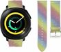 Strap-it Bracelet en cuir à paillettes pour Samsung Gear Sport - arc-en-ciel