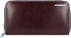 PIQUADRO Leren Portemonnee Blue Square Zip-Around Women´s Wallet RFID Mogano Bruine Blauw
