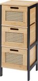 en.casa Commode Tervola ladekast 72x30x30 cm zwart naturel en rotan look