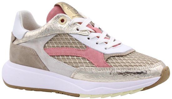 Floris van Bommel Suvi 02.17 Lage sneakers Goud Leer Rubber Veters Glitter Vrouwen Maat 41