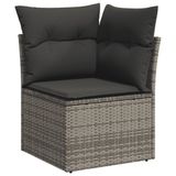 vidaXL 7-delige Loungeset met kussens, polyrattan, grijs