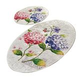 Badmatten set 2-delig roze lila bloemen