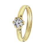 Lucardi Dames Ring met zirkonia - Ring - Cadeau - 14 Karaat - Geelgoud