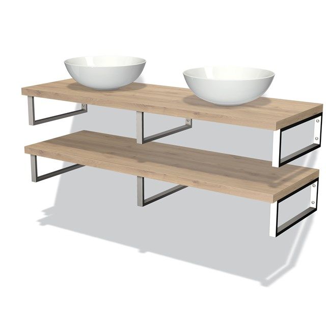 Maxaro Badkamermeubel Modulo Plato Lichtbruin Eiken 140 cm met 2 Wastafelbladen