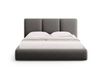 Lit coffre avec tête de lit 200x200cm en velours gris clair