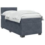 vidaXL Boxspringbed met matras, donkergrijs, 90 x 190 cm, fluweel