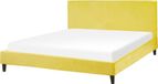Beliani FITOU Tweepersoonsbed - Geel Fluweel 160x200cm