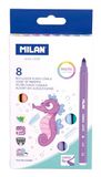 MILAN® Verpakking met 8 viltstiften met conische punt, pastelkleuren