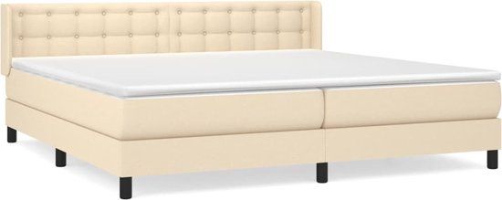 vidaXL Boxspring met matras stof crèmekleurig 200x200 cm
