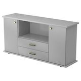 hjh OFFICE PRO Dressoir met Deuren + Lades | Grijs/Zilver | 166,1 x 44,8 x 84 cm | Kapa SB