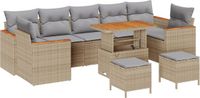 vidaXL Tuinbank - Set - 10 - st - Beige - poly - rattan