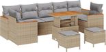 vidaXL Banc de jardin - Set - 10 - pièces - Beige - poly - rotin