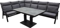 AVH-Collectie Pacific hoek dining loungeset 5-delig aluminium verstelbaar antraciet