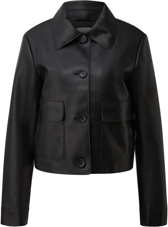 QS s.Oliver QS Outdoor-Jacke imitatieleren leren bikerjack zwart