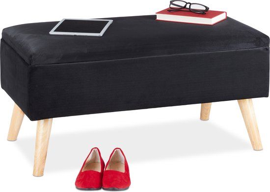 Relaxdays Opbergbank - Zitbank met Opbergruimte - 41 x 80 x 40 cm - Zwart