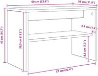 vidaXL TV-meubel 60 x 30 x 40 cm, gerookte eik, bewerkt hout