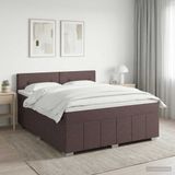 vidaXL Boxspringbed met matras, donkerbruin, 140 x 200 cm, stof
