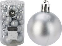 Home Styling Decoration Grupa Orion Sp. z o.o. Onbreekbare Kerstballen Set Zilver - 60 stuks - Mix Ø 4, 5, 6 & 7 cm - Kunststof Kerstballen