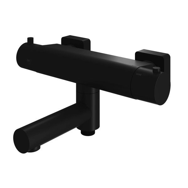 Hotbath Gal GL020 Thermostatische badmengkraan Mat Zwart | Wegdraaibare uitloop