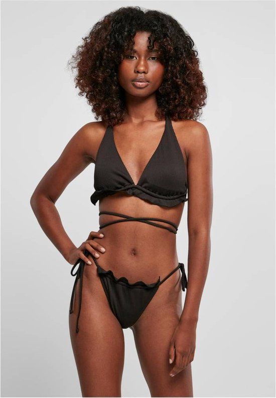 Urban Classics Rib Babylock Triangle Bikini Set - Black - XL