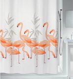Spirella Douchegordijn Polyester – Anti-Schimmel Douchegordijn met Stijlvol Design – Geschikt voor Elke Badkamer – Zalm