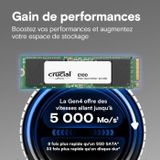 Crucial E100 SSD, 2TB, PCIe 4.0 Gen4 NVMe M.2 2280 SSD, tot 5000 MB/s leessnelheid