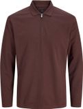 JACK&JONES JPRBLAETHAN LS ZIP POLO Heren Polo Lange mouw Bitter Chocolate L