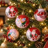 Inge-glas Inge Christmas Goods Gedecoreerde kerstballen - 18x stuks - rood - met kerst print - Dia 6 cm - kunststof