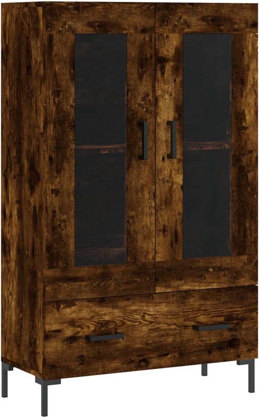 vidaXL Hoge kast 69,5x31x115 cm bewerkt hout gerookt eikenkleurig
