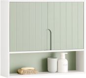 SoBuy BZR140-GR Badkamer Hoge Kast, Hangkast, Badkamer Wandkast, Wandplank, Spiegelkast, met 2 Planken