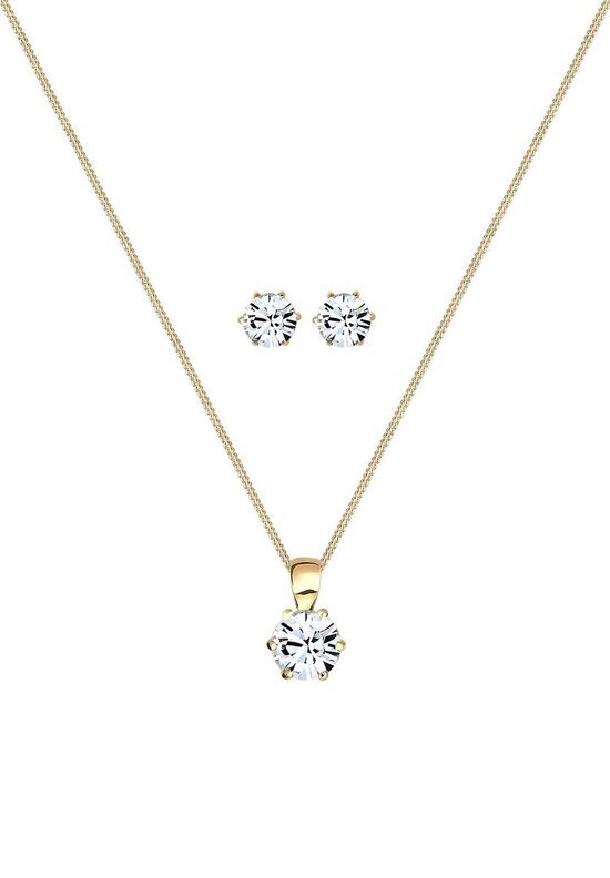 Elli Sieraden Set Basic Swarovski® Kristallen 925 Zilver verguld