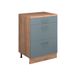 Vicco Uitbreidingscommode Rion, Blauw-grijs/Goudkleurig Eiken, 60 x 46 cm zonder schuine kant met 3 lades