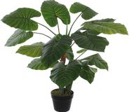 Mica Decorations Groene Colocasia Taro kunstplant 90 cm in zwarte plastic pot