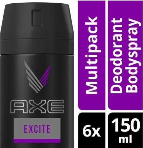 AXE excite Body Spray - 150 ml - deodorant - 6 st - Voordeelverpakking