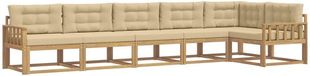 vidaXL - Hoek loungeset - 6 zitplekken - Wit en Beige - Polyester