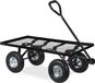 Merkloos Relaxdays bolderkar tuin met luchtbanden tot 200 kg staal zwart 34,5 x 51 x 96 cm