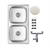Kuchinox - Stalen Inbouw Spoelbak - 2-Compartimenten - 78x43 cm - Decor Afwerking