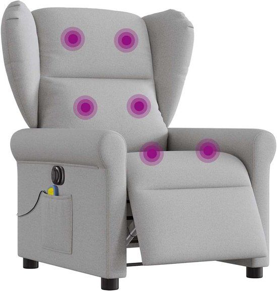 vidaXL Massagestoel elektrisch verstelbaar stof wolk grijs