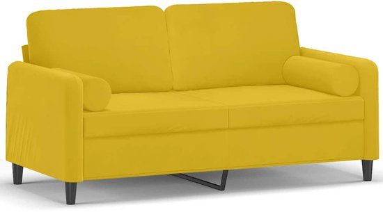 vidaXL Tweezitsbank met sierkussens 140 cm fluweel geel