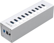 Orico Aluminium 10-poorts USB hub met 12V voeding - USB3.0 - 1 meter